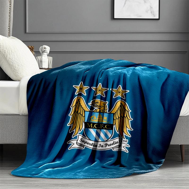 Manchester City FC Print Blanket - Soft & Comfortable, for Bedroom, Travel, Sofa, Home Decoration - Birthday Christmas Gift for Friend