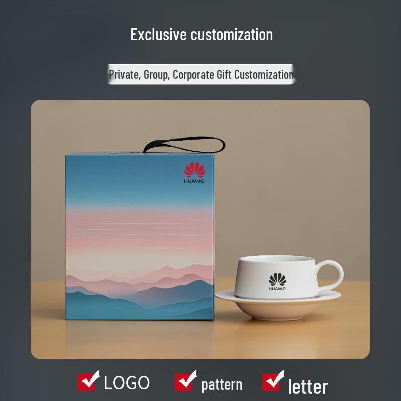 High-End Gradient Ceramic Coffee Cup & Saucer Set for Afternoon Tea