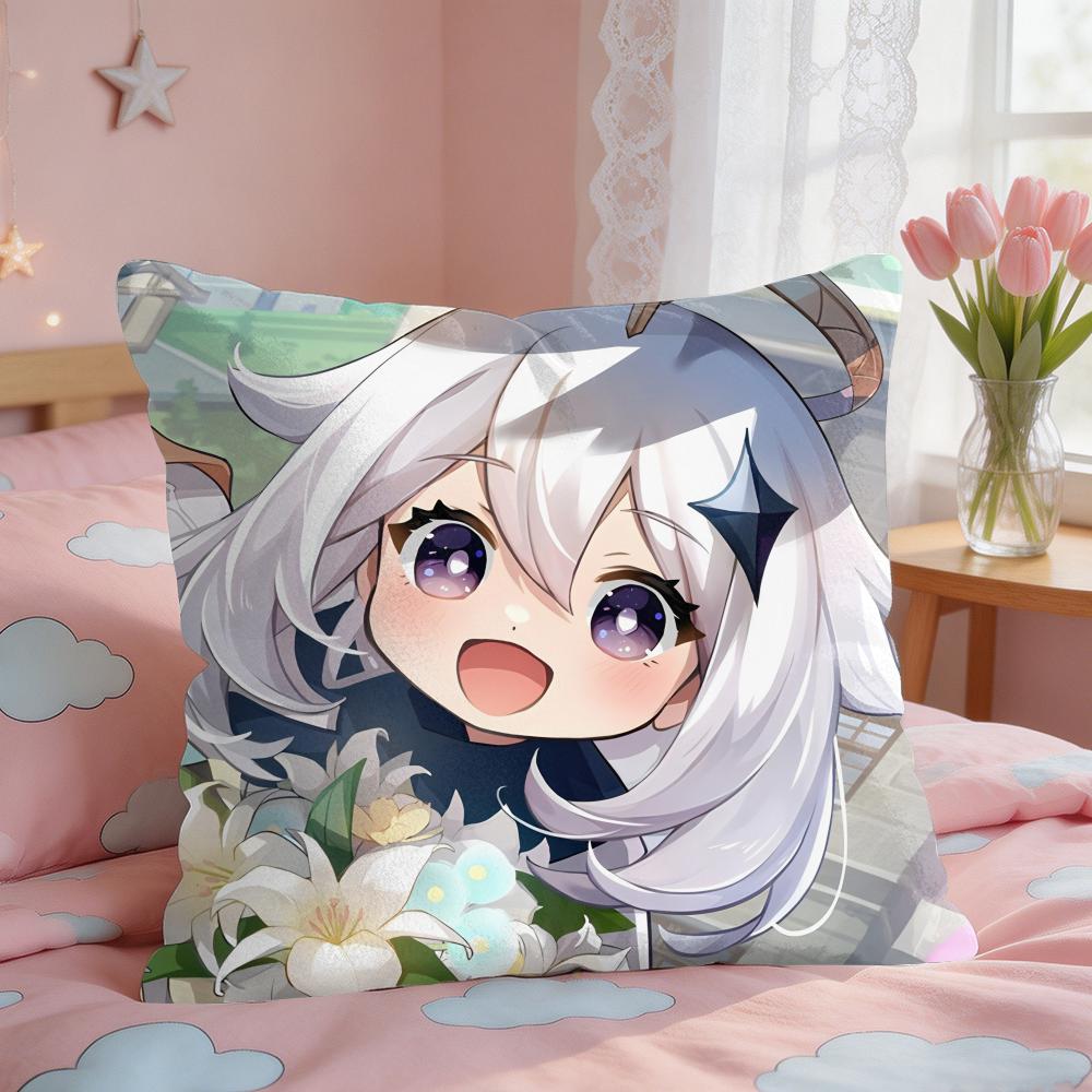 Paimon Cute Genshin Impact Cushion Cover Square Short Plush Pillow Case Living Room Sofa Home Decor Funda X