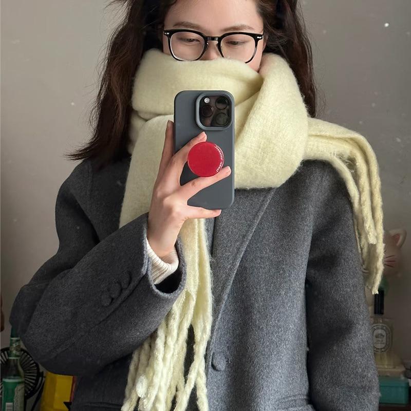 Crain blue scarf women's winter versatile thickened solid color shawl mohair premium warm scarf