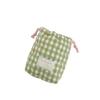 Plaid Drawstring Wallet Anti-fall Makeup Lipstick Storage Bag Camera Storage Bag  for Travel