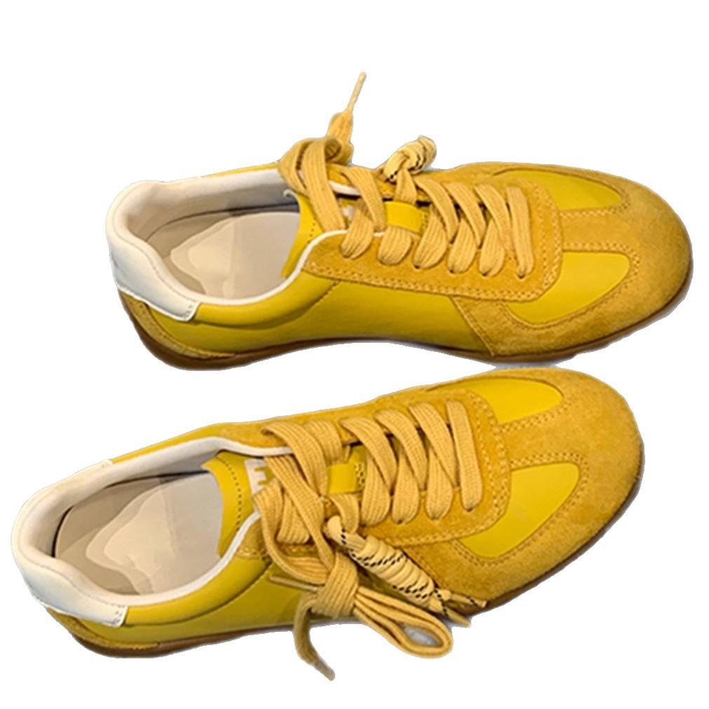 Leather Version of German Training Shoes Women's 2025 New Lace-up Leisure Sports Thick Sole Inner Height Increase Retro Forrest Gump White Shoes