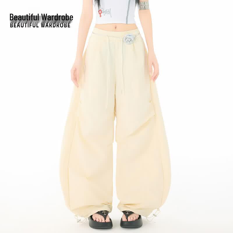 

BEAUTIFUL WARDROBE Women s Summer High-Waist Wide-Leg Trousers M