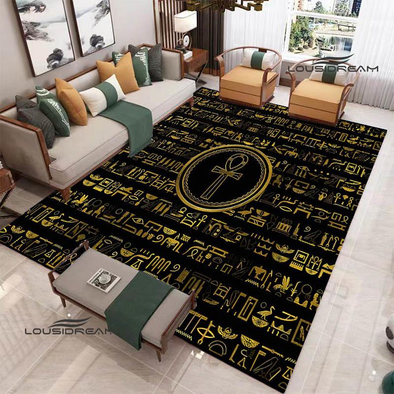 Kober s potiskem egyptských piktogramů Protiskluzový koberec koberce do obývacího pokoje předložka do předsíně dekorace do ložnice dárek k narozeninám