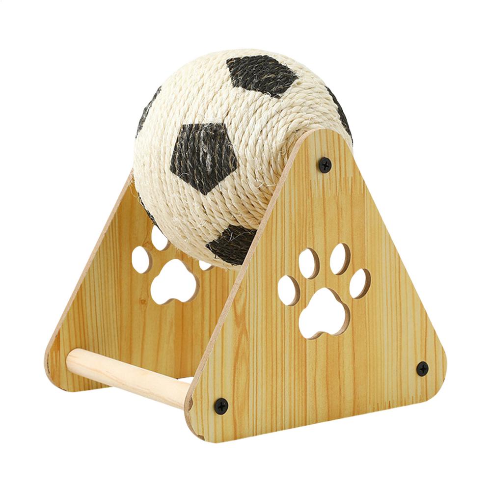 Cat Scratching Ball Interactive Cat Ball Toy With Wooden Base Spherical Nail File Scratcher Enrichment Exercise Soccer Pet