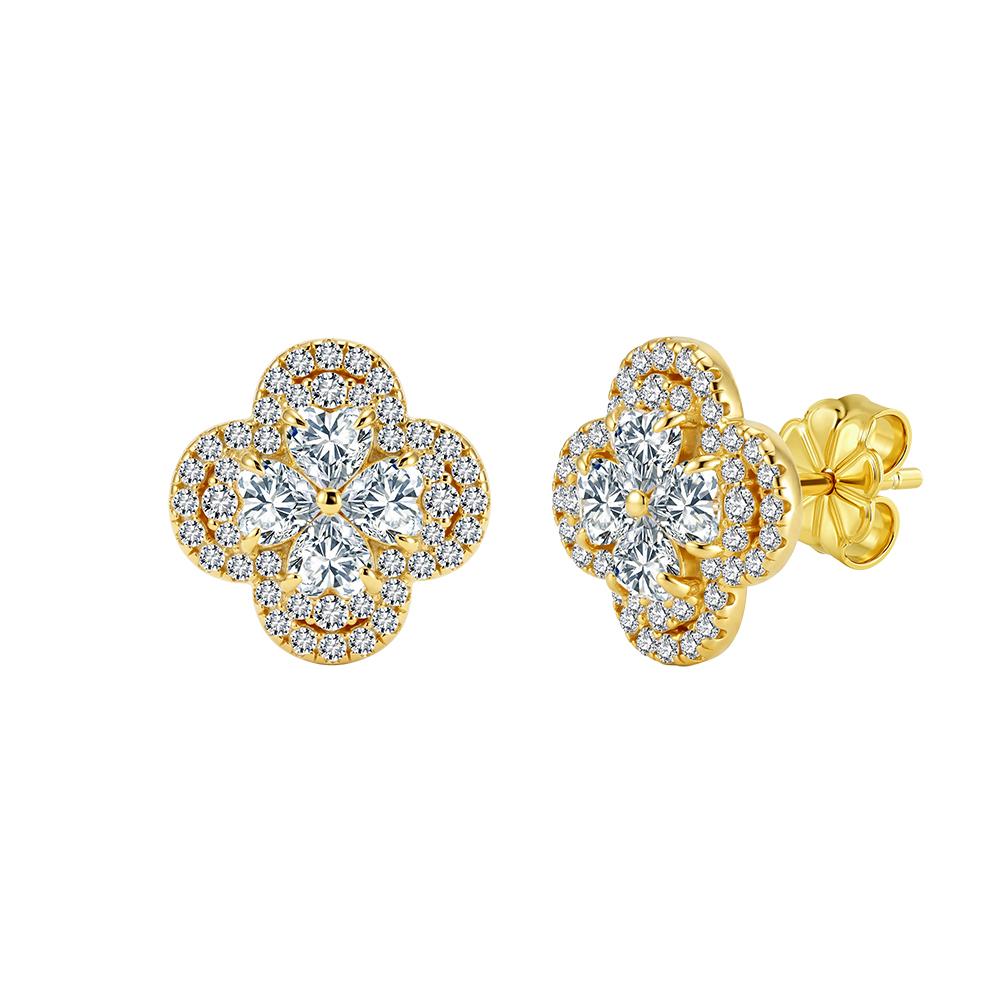 ORSA JEWELS Exquisite 925 Sterling Silber Kleeblatt Moissanit Ohrringe für Damen D Farbe VVS Moissanit Diamant Schmuck MOE22
