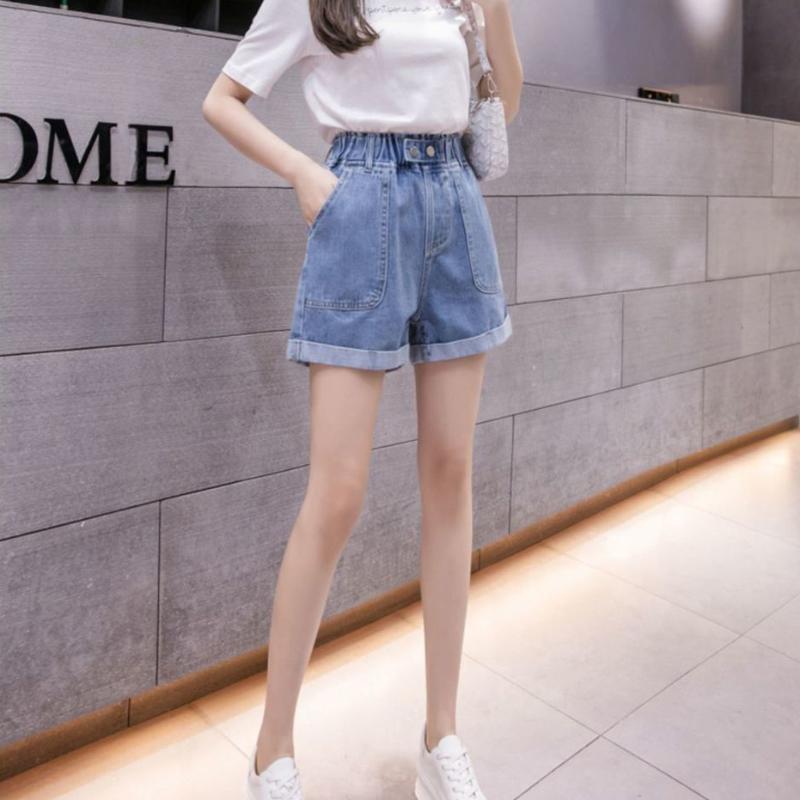 Buy High Waist Denim Shorts Female Summer Plus Size Elastic Waist Wear Student A Line Wide Leg Pants At Affordable Prices Free Shipping Real Reviews With Photos Joom