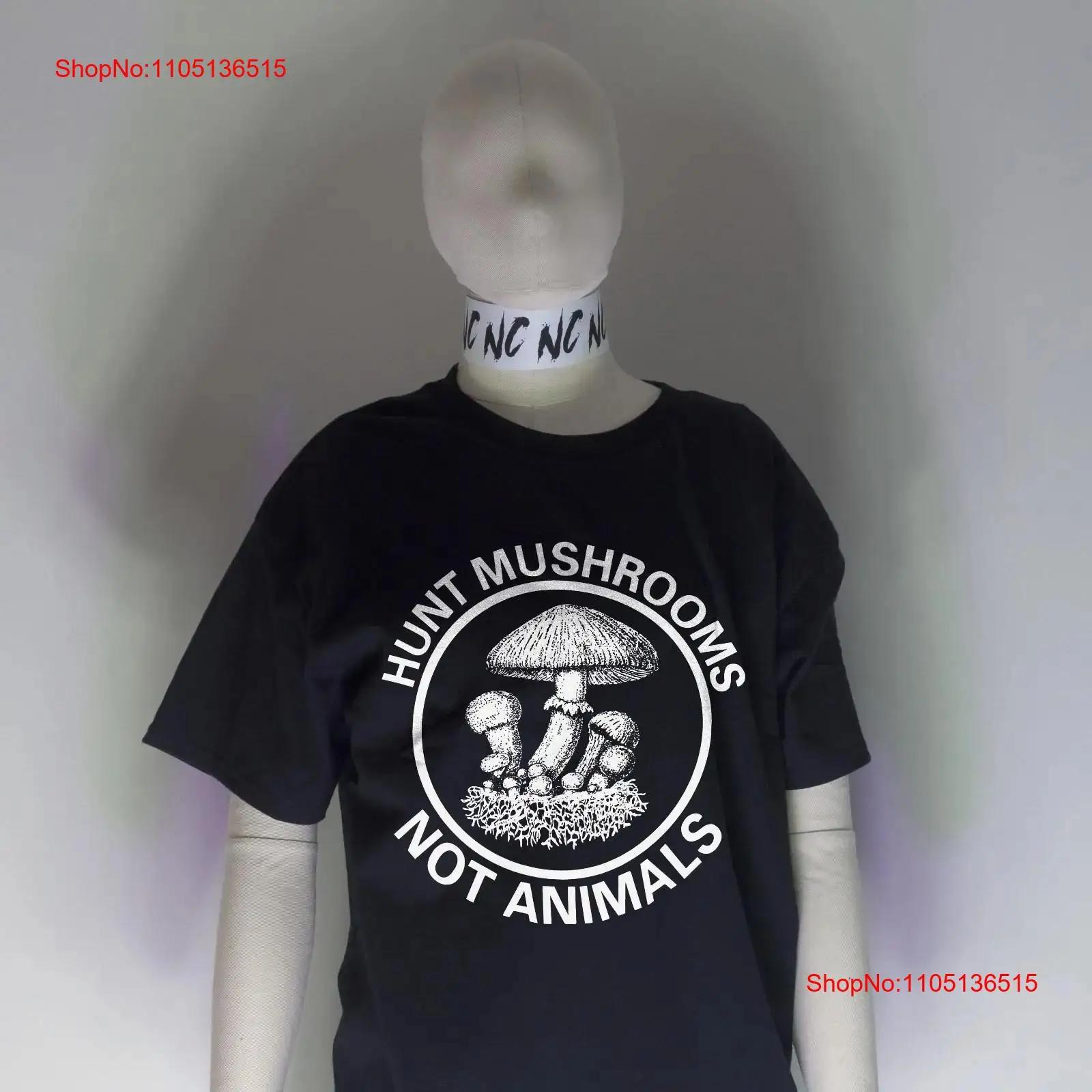 Hunt MUSHROOMS NOT ANIMALS T Shirt Crass Vegan Punk DIY Against Me Anarchism vintage Washed Slightly homme Versatile Stylish S