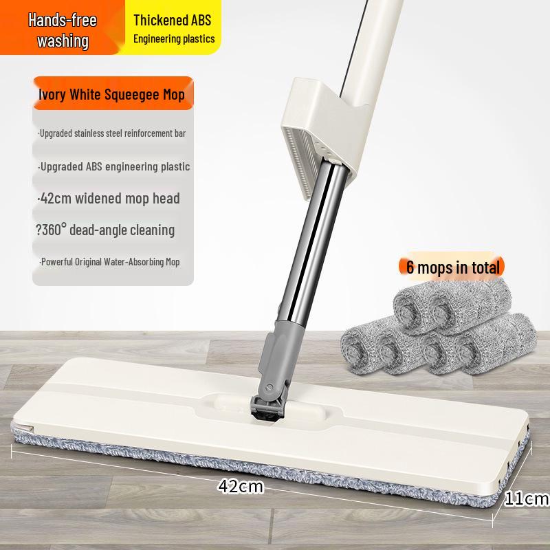Large Hands-Free Wet & Dry Flat Mop with Squeegee