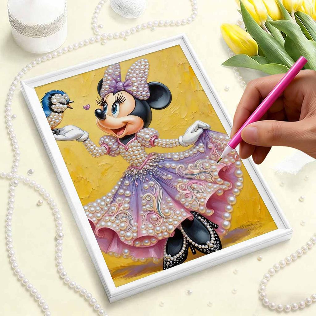 Disney Minnie Oil Painting Style Creative Pearl Painting Art 5D DIY Full Diamond Embroidery Mosaic Cross Stitch Kit Home Room Decoration