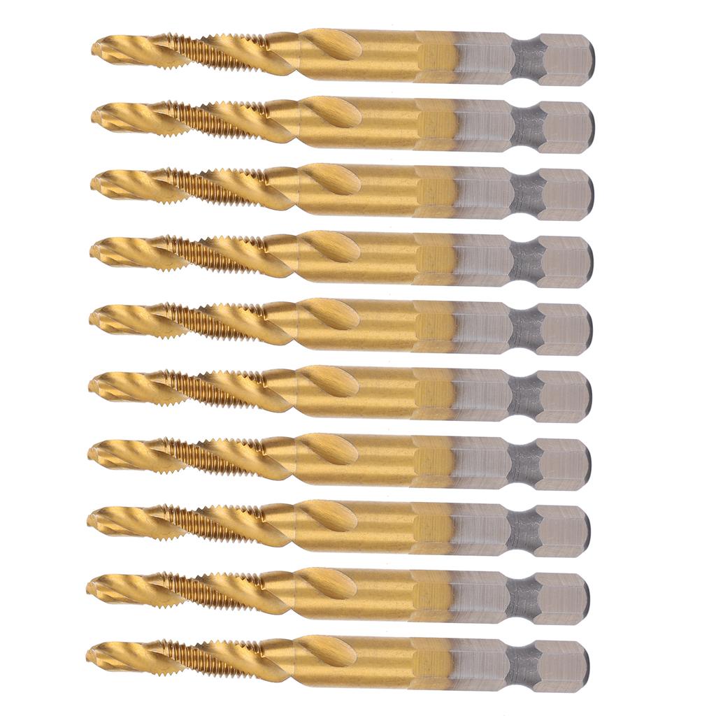 10 Bucăți Burghie de Filetat HSS 6.1 Coadă Hexagonală Pătrată Acoperite cu Ti Compozit M5 Unelte de Mână pentru Feronerie