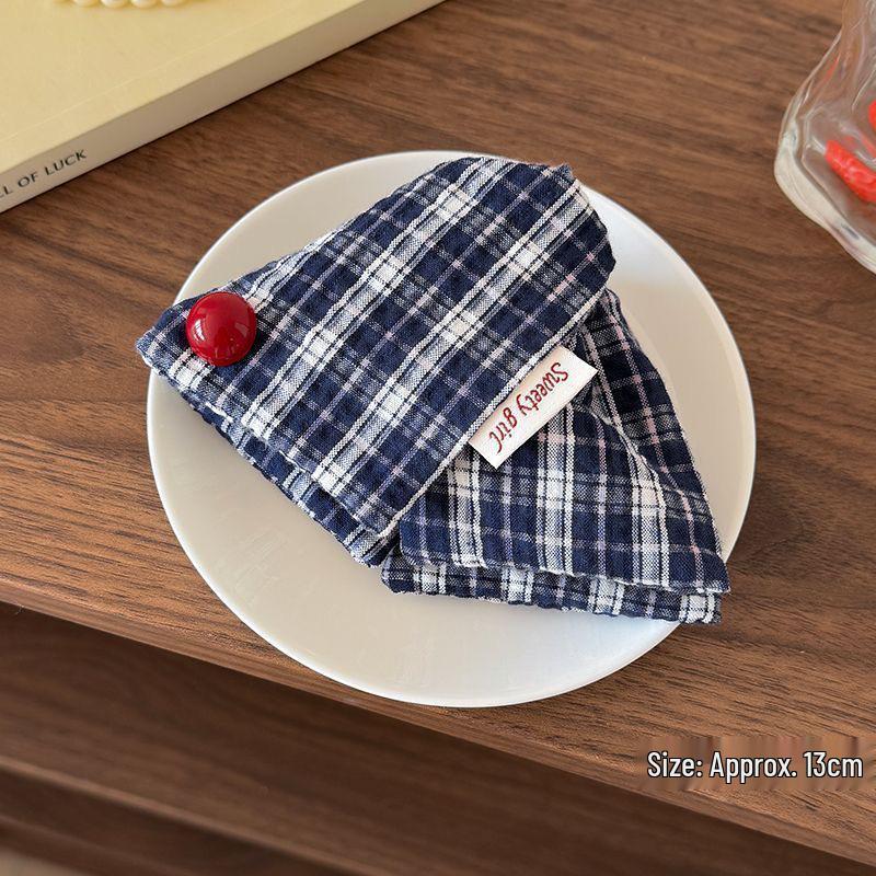 College Style Plaid & Polka Dot Triangle Hair Clip