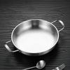 Dual Loop Handle Frying Pans 1350ML Thicken Stainless Steel Flat Bottom Skillet for Cooking Seafood Fried Rice Silver