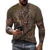 Men's T-shirt Camouflage Hunting Animal Sika Deer 3D Print T Shirts Fashion Bear Pattern Short Sleeve Outdoor Sports Loose Tops