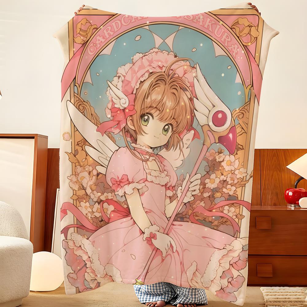 Anime C-Cardcaptor S-Sakura Throw Flannel Throw Blanket, Lightweight Cozy, Durable Washable cute Cool