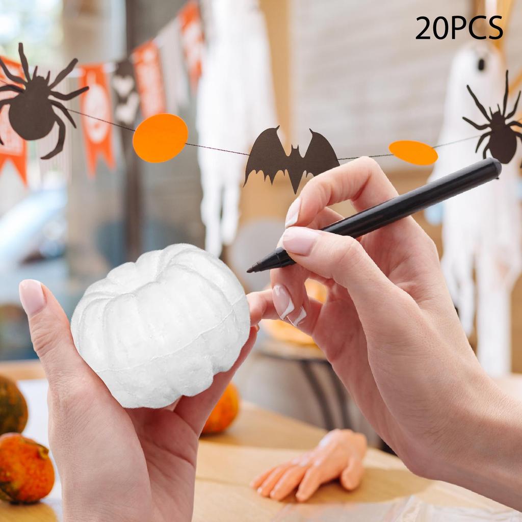 20Pcs White Artificial Pumpkins Small Fake Pumpkin Table Decorative Foam Pumpkins for Garden Painting Thanksgiving Home Xmas