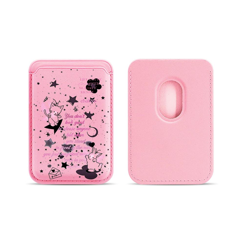 

Girl Cute Cat INS Phone Card Bag Holder For Magsafe Magnetic Slim Wallet Back Pocket For iPhone 17 16 Pro For Samsung Case