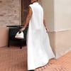 Women's Stand Collar Sleeveless Cape Jumpsuit Mid Waist Wide Leg Long Pants Solid Color Elegant Formal Evening Outfit Set