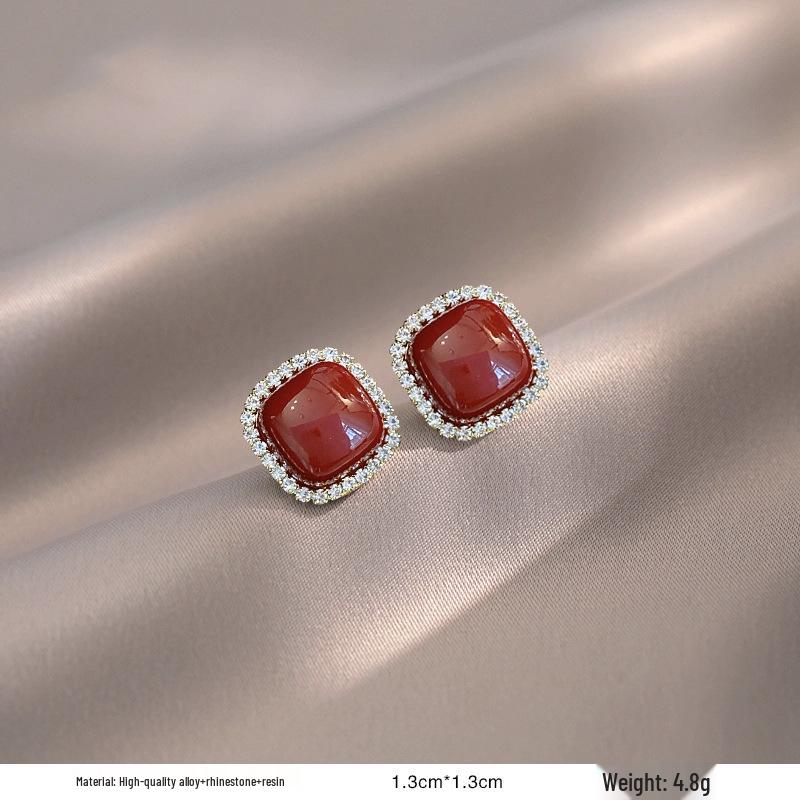 

Серьги-пусеты в ретро-стиле с красной глазурью «капля» для женщин - Уникальный нишевый дизайн начала осени