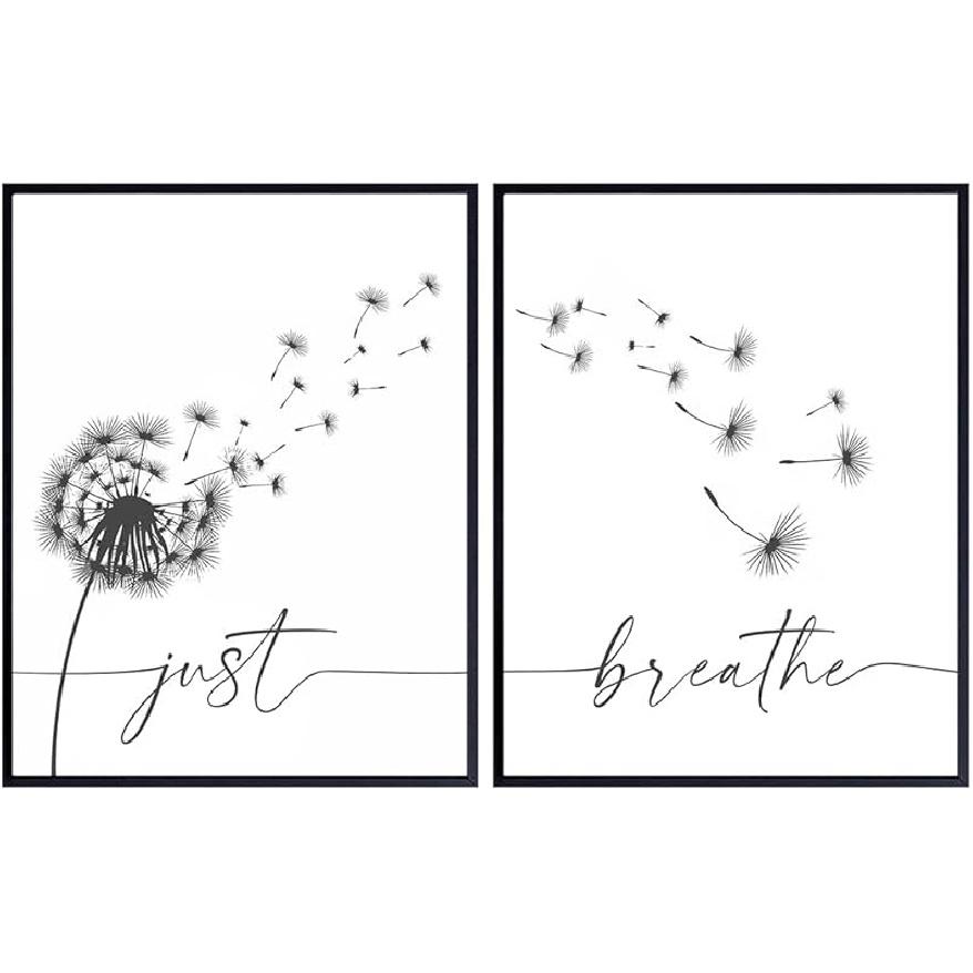 Just Breathe Poster Set 11x14 - Positive Quotes Wall Decor - Encouragement Gifts for Women - pirational Quotes Wall Art & Decor - Uplifting Gift for