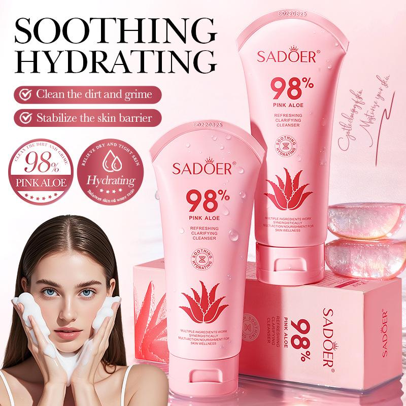 Pink Aloe Vera Cleanser 100g Facial Hydrating Moisturizing Facial Cleanser Skin Care Products