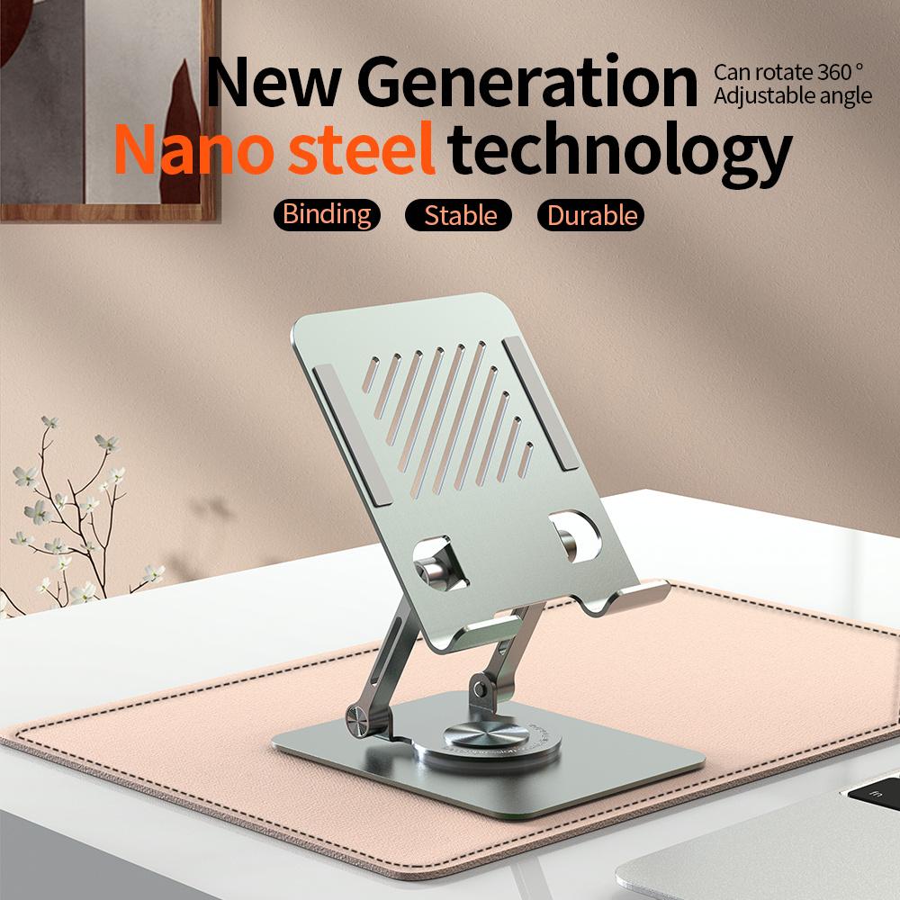 L8 Desktop 360° Rotating Metal Foldable Cooling Tablet Phone Stand 2-in-1 Height Adjustable Holder