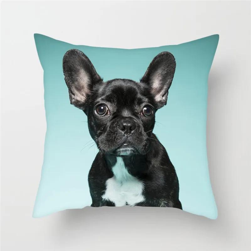 French Bulldog Polyester Cushion Cover Animal Dog Printed Pillow Cover For Sofa Home Living Room Decorative Pillowcase 45X45Cm