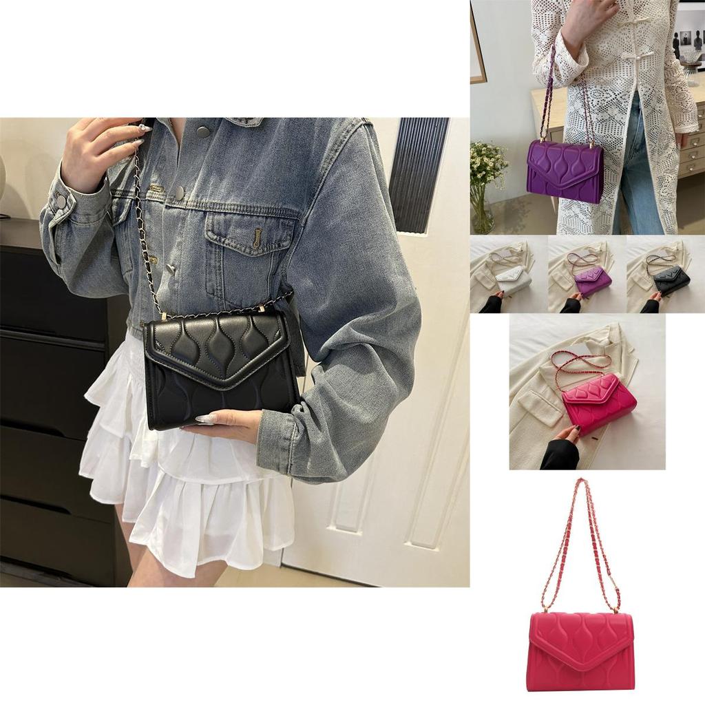 Stylish Black White Purple And Fuchsia Crossbody Chain Bag For Trendy Casual Outfits With Versatile Chic Design