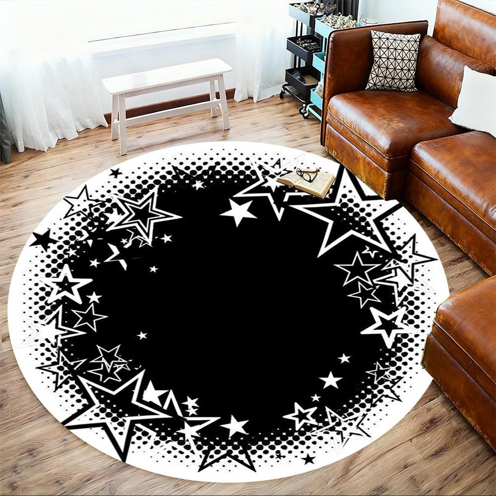 1PC star circle Office Round Area Rug, Under Office Chairs Bedroom Living Room Home Decor,Carpet for Office, -1110269