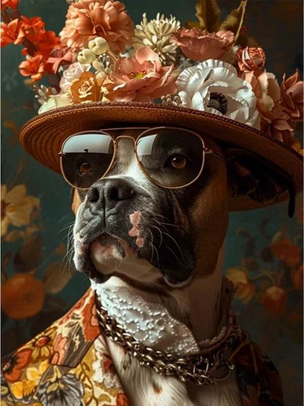 Dog Hat Flower Diamond Painting New Arrivals Animals Diy Full Square Round Drill Rhinestone Embroidery Sale Mosaic Cross Stitch Kits Wall Decor