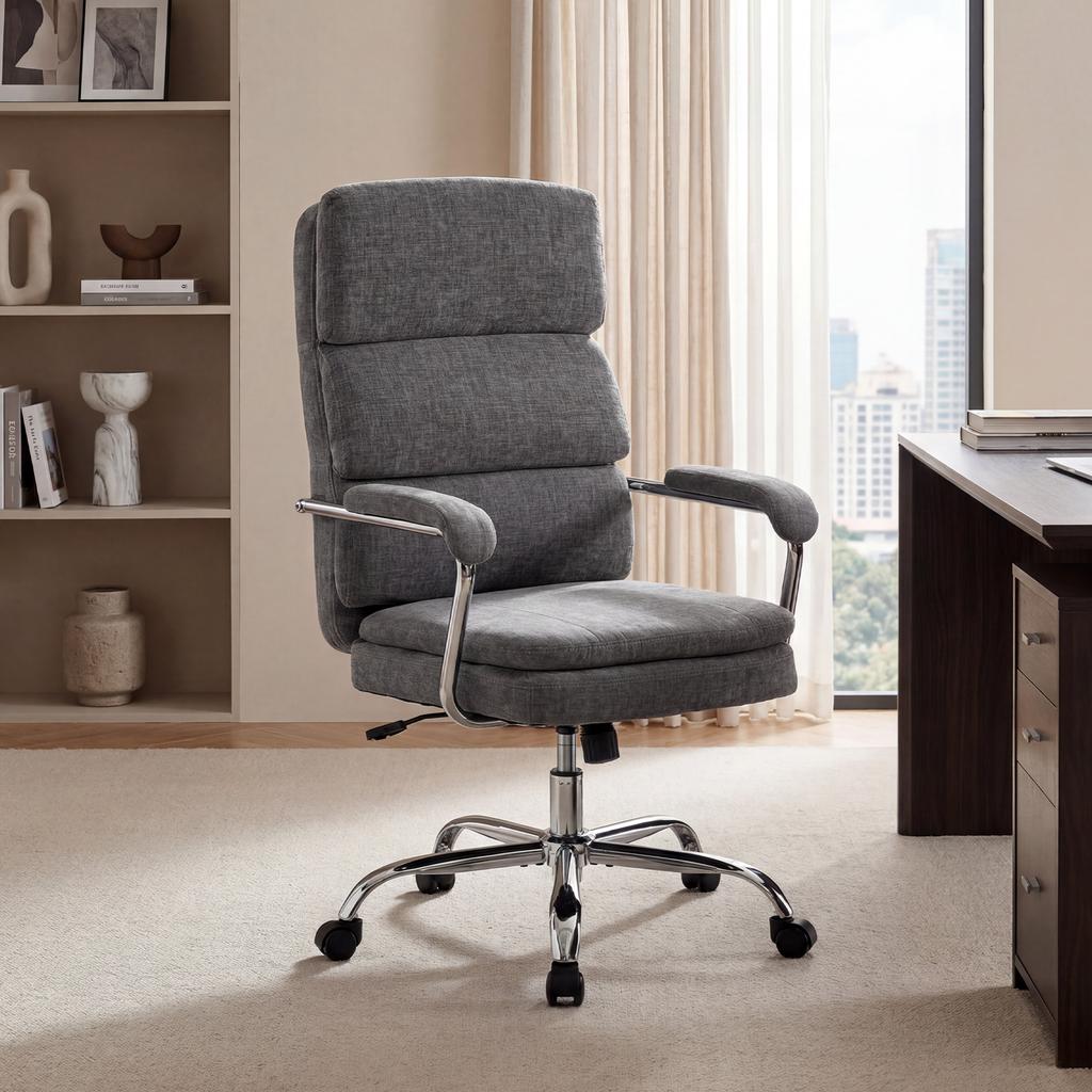 Home Office Chair, Height-Adjustable 360 Degrees Swivel Desk Chair for the Home Office, Grey