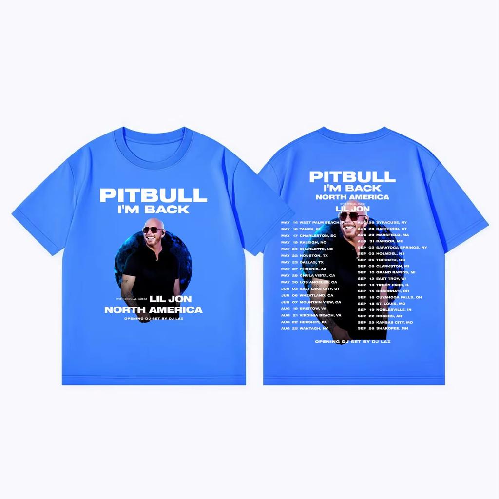 Mr.worldwide Pitbull I'm Back Tour 2026 Maglietta Moda Hip Hop Manica Corta T-shirt Uomo Donna Estate Moda Maglietta Trendy