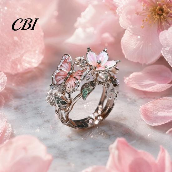 Flexibler Ring Leichte Legierung Fingerring, Schmetterling Blume Form Verstellbare Öffnung Tägliches Tragen Design Band für Date Party
