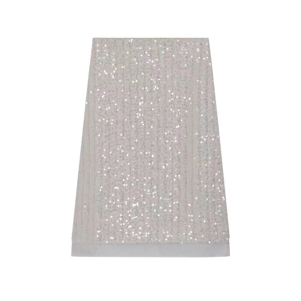 

Элегантная высококачественная шифоновая зауженная юбка с пайетками и разрезом, Осень/Зима 2025 Large абрикосовый