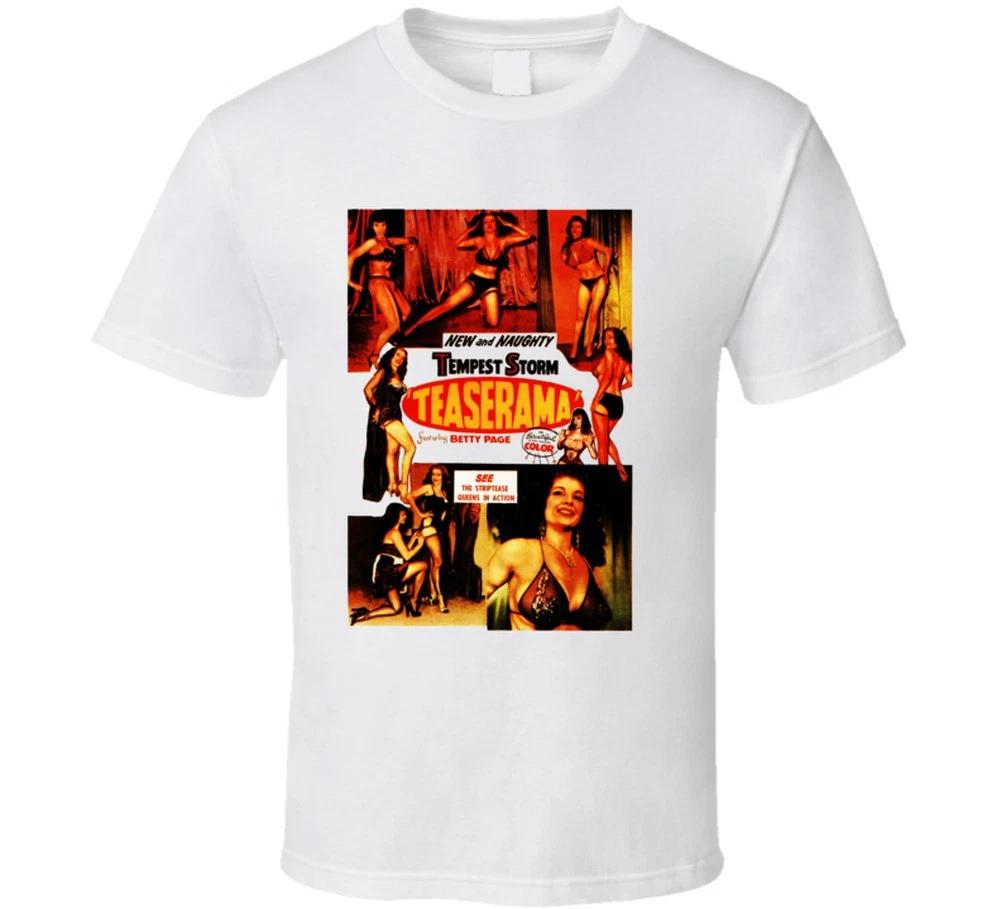 Burlesque White Tee Teasarama T Shirt Retro Vintage Stip Tease Pinup Club 1950s XL