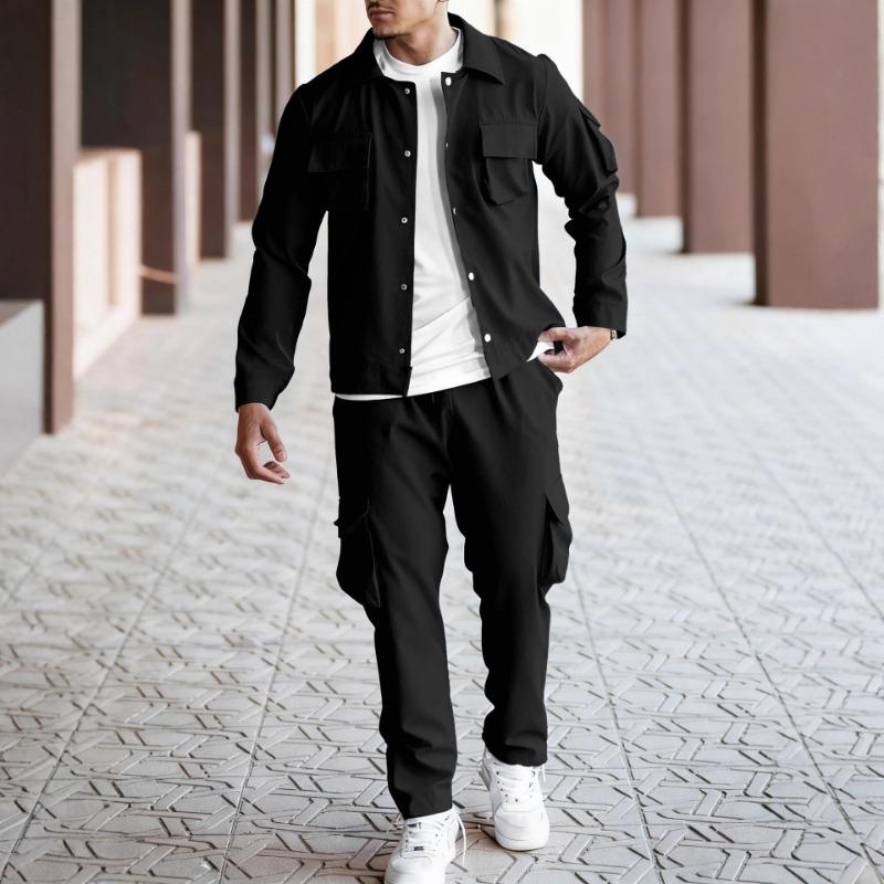 New Men's Workwear Multi-pocket Arm Pockets Long-sleeved Jacket Trousers Suit Casual Motorcycle Suit
