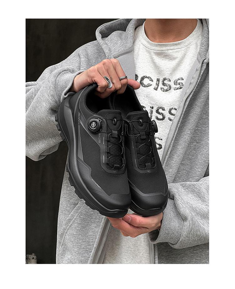 Men's Year-Round Comfortable Thick Sole Hiking Sneakers with Rotating Button Closure