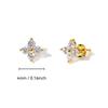 Orecchini a Bottone Fiori Delicati in Acciaio Inossidabile per Donne Piercing Cartilagine Orecchio Carini Zircone Colore Oro Quadrifoglio Gioielli Regalo