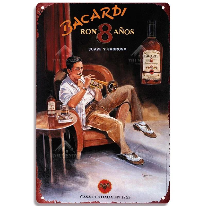 Retro Bacardi Metal Sign, Tin Sign, Rum Brand Plaque, Vintage Plates, Wall Decor, Poster, Bar, Man Cave, Shabby Chic Decorati