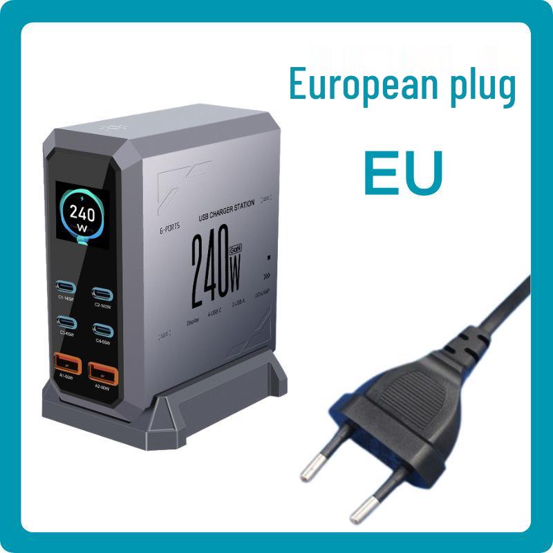 240W GaN Multi-Port USB Fast Charger with Dynamic Display