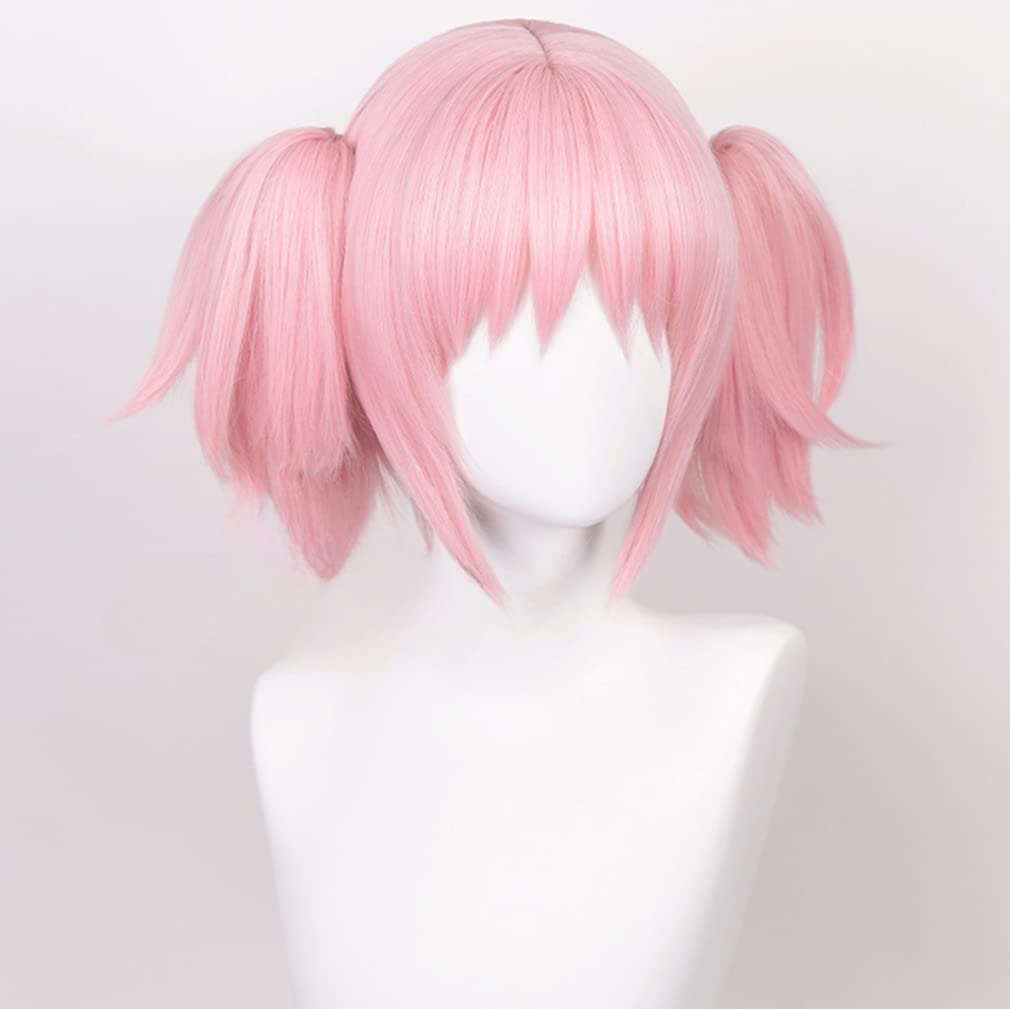 LAOBAO Cosplay Wig - Madoka Kaname Twin Tails Pink Wig - Heat Resistant - Costume Wig for Disguise, Party, Festival, Halloween, Fancy Dress (Madoka Ka