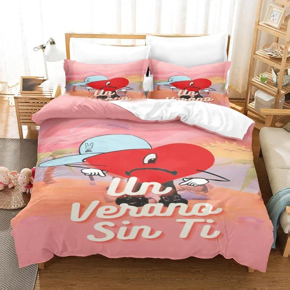 

Comforter Un Verano Sin Ti Bedding Set Bad Bunny Bedroom Comforter Single Twin King Size Home Textile Comforter (quilt)-EU Single(135*200cm)3pcs