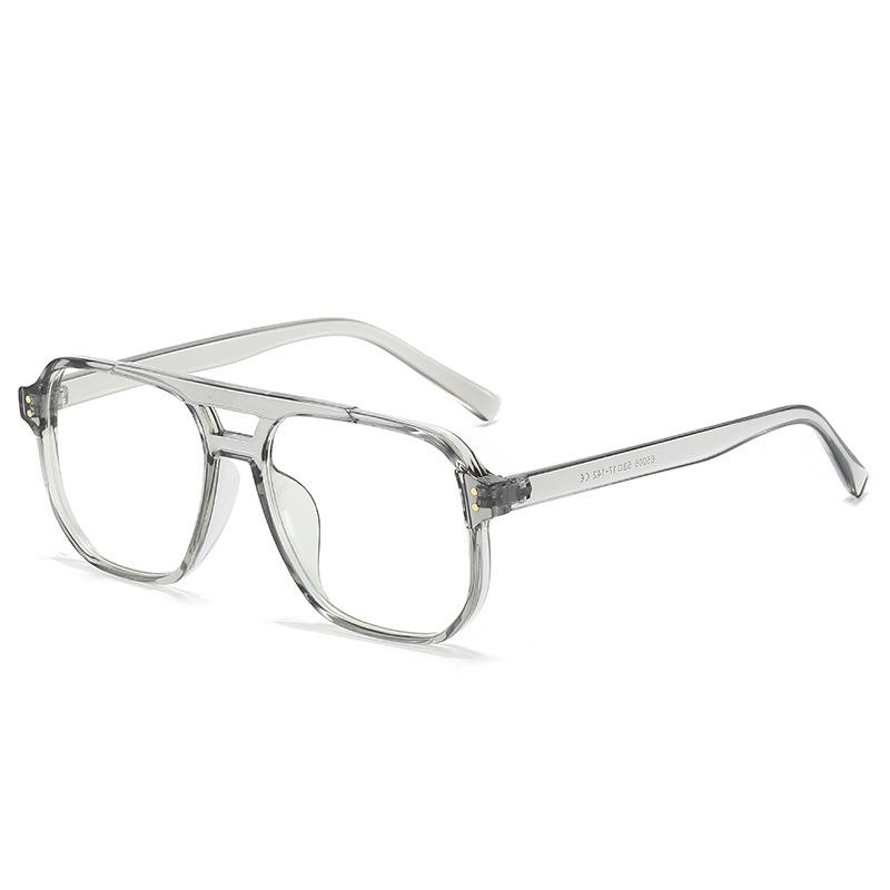 Hot Pilot Glasses Frame, Retro Double Bridge Square Flat Mirror