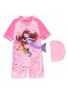 2026 Girls' One-Piece Swimsuit: Cute, Sun-Protective, Short Sleeves, Shorts for Surfing & Pool Activities
