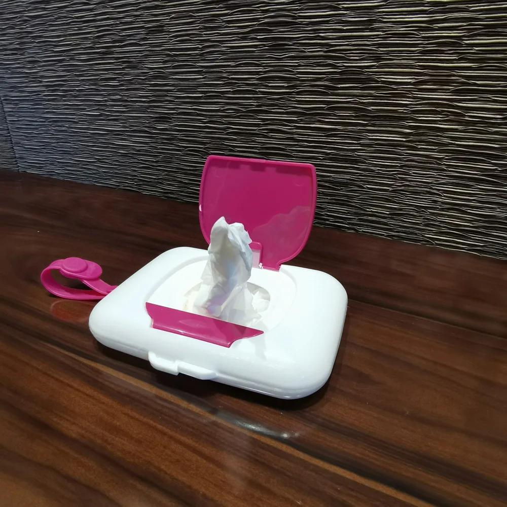 Pojemnik na chusteczki dla niemowląt Pudełko na mokre chusteczki Dozownik na wózek Przenośne Wieko na sznurku Zakryte pudełka na chusteczki