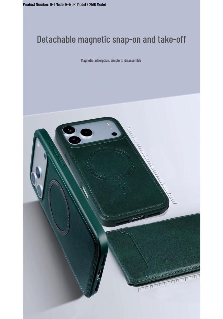 Magnetic Leather Flip Card Holder Stand for Apple 16 Phone