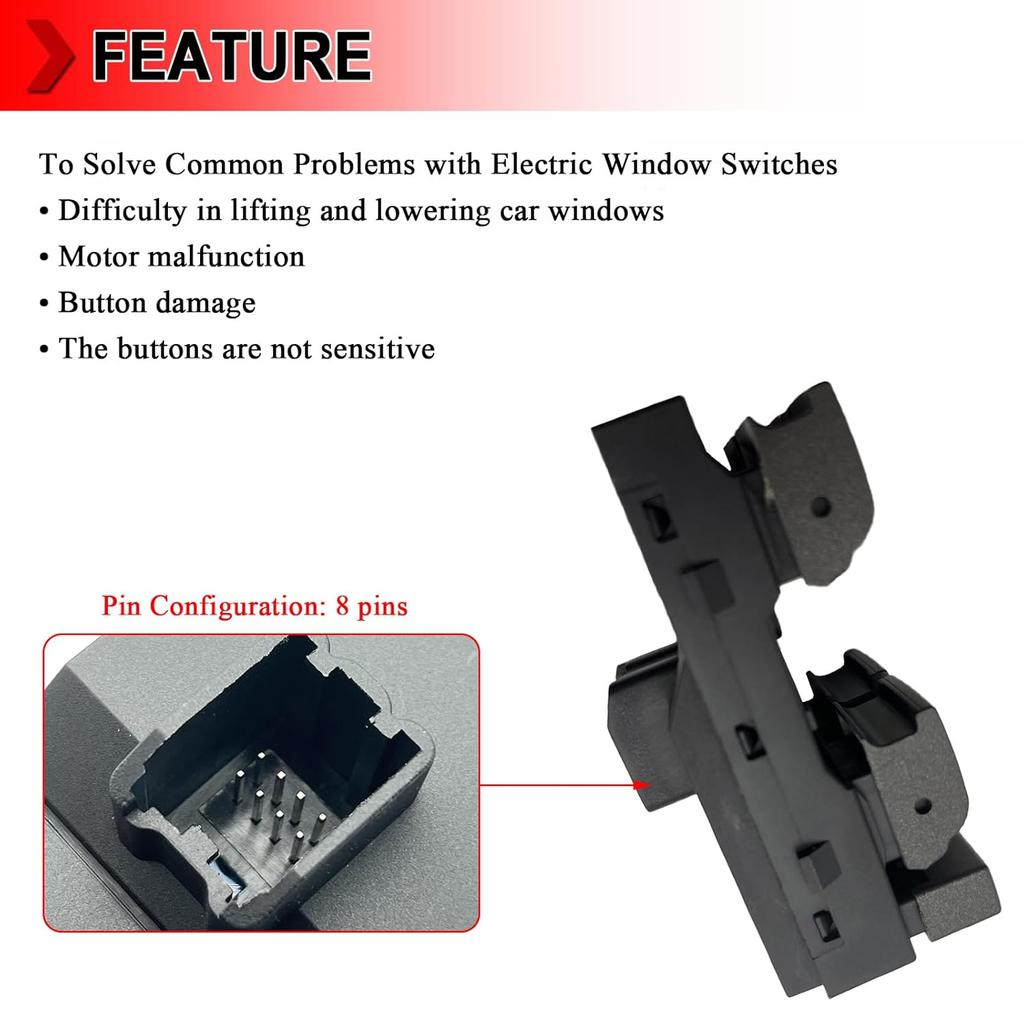 20833003 Master Power Door Window Switch Fit for Cadillac SRX 2010-2016, Front Left Driver Side Button
