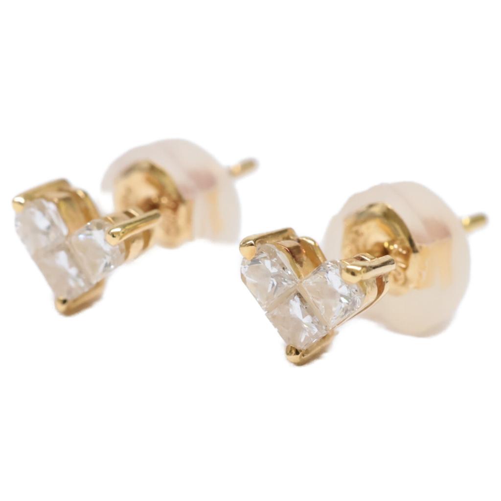 STAR JEWELRY Beautiful K18 Mysterious Heart 0.15ct Diamond earring Yellow GoldUsed