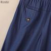 ZANZEA Women Summer Casual Elastic Waist Loose Cropped Pants