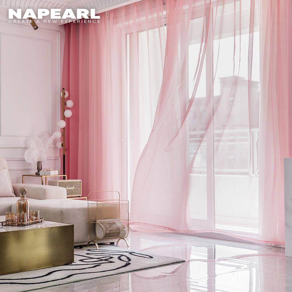 1PC NAPEARL Simple Elegant Tulle Sheer Curtain Solid Color Window Screening for Living Room Bedroom Home Decor